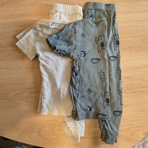 Green Bear Print Baby Footed Pajamas Set